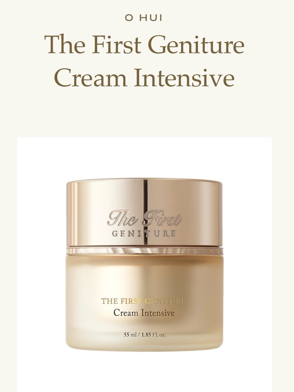 The First Geniture Cream Intensive – Gold Moisturizing Face Cream (K~Beauty)